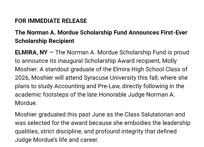 NAM SCHOLARSHIP AWARD 2026 MOLLY MOSHIER
